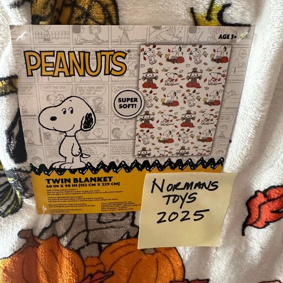 Peanuts Snoopy & Woodstock Fall Pumpkin Pilgrim Thanksgiving Pie Blanket2025 NWT - Picture 3 of 4